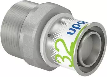 Uponor S-Press PLUS Übergangsnippel Messing, verzinnt 32mm x R 1 1/4" AG (1070510)