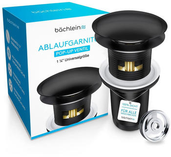 B&auml;chlein Ablaufgarnitur Pop-Up Ventil 1 1/4'' Universalgr&ouml;&szlig;e matt schwarz