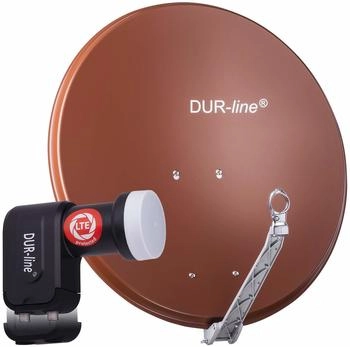 DUR-Line Select 75/80cm Satelliten-Komplettanlage ziegelrot + Twin LNB (12357)