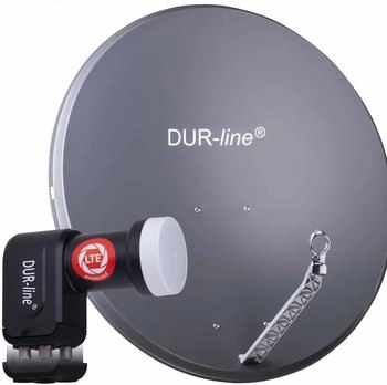 DUR-Line Select 85/90cm Satelliten-Komplettanlage anthrazit + Quad LNB (12320)
