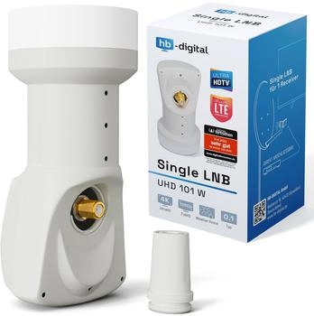 HB-Digital LNB Single SAT 1- fach 1-Teilnehmer Gummitülle vergoldet HD UHD 0,1 dB 4K LMB