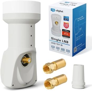 HB-Digital LNB SAT Single 1-Teilnehmer Gummitülle vergoldet UHD 0,1dB LMB F-Stecke 1- fach