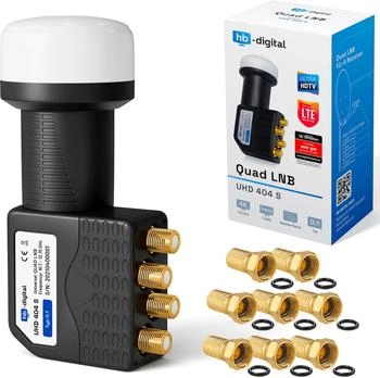 HB-Digital QUAD QUATTRO SWITCH 4 TEILNEHMER LNB UHD SCHWARZ DIREKT FULL HD 3D