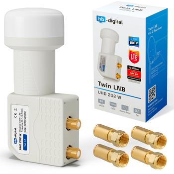 HB-Digital Twin SAT LNB 0,1dB 2-Teilnehmer Digital Full HD TV 3D 4K 5K LNC LMB Wetterschutz
