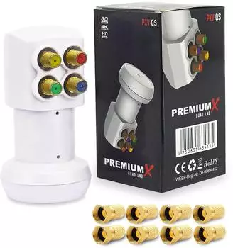 PremiumX PXV-QS Quad LNB 4 Teilnehmer DVB-S2 4K mit LTE-Filter (PXV-QS)