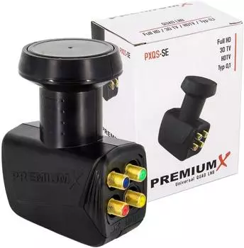 PremiumX Quad LNB 4 Teilnehmer DVB-S2 8K UHD mit LTE Filter, schwarz (PXQS-SE Black Edition)