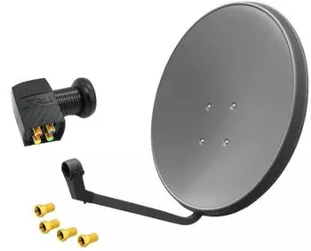 Arli Sat-Anlage 60cm Quad LNB, grau, 4 Teilnehmer, 4K/8K