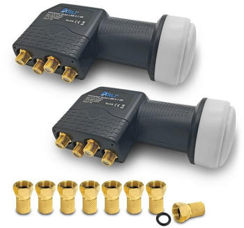 Arli 2x Quad LNB + 8x F-Stecker vergoldet