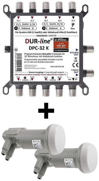 DUR-Line DPC-32 K LNB Unicable I+II Wideband + 2x LNB Set