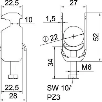 OBO Bettermann Bügelschelle 2056 BS-H1-M-22 FT 16-22mm Stahl (1186016)