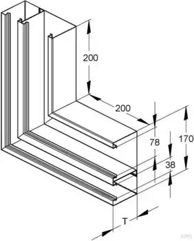 Niedax DKU-Vertikaleck 90&deg; doppelz&uuml;gig asymmetrisch cremeweiss (DKVO 170-78T60 W)