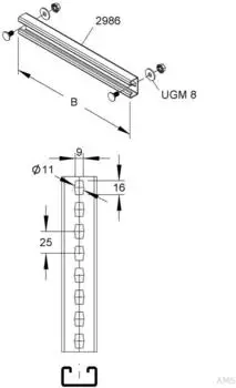 Niedax Sprosse f&uuml;r Steigetrassen 40x22x2mm, 800mm, 1kN (SPCKL 86/800 E3)