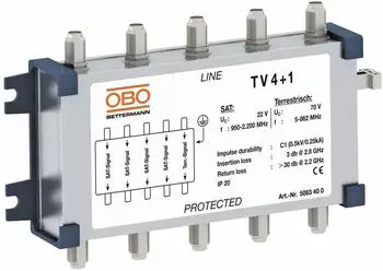 OBO Bettermann TV 4+1 &Uuml;berspannungsschutzger&auml;t f&uuml;r SAT/Koaxial 2,5kA (5083400)