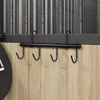 vidaXL Trensenhalter mit 6 Drehhaken, schwarz, Stahl (172465)