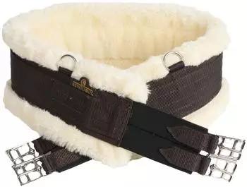 Kentucky Horsewear Sattelgurt Langgurt Kunst Lammfell in braun 125 cm