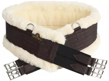 Kentucky Horsewear Sattelgurt Langgurt Kunst Lammfell in braun / - 135 cm