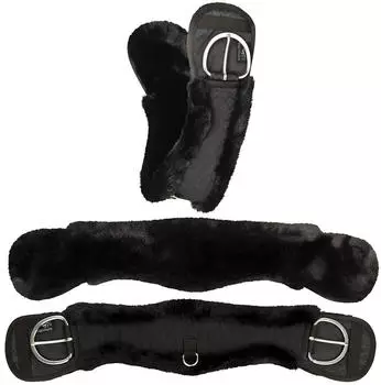 Equinate Western Mondgurt anatomisch mit synthetischem Lammfell schwarz 75 cm