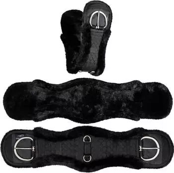 Equinate Westerngurt Classical anatomisch mit synthetischem Lammfell schwarz 85 cm