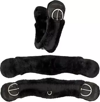 Equinate Western Mondgurt anatomisch Lammfell schwarz 65 cm