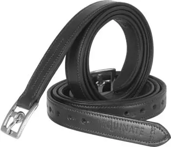 Equinate Leder Steigb&uuml;gelriemen Superior mit Edelstahlschnallen schwarz 1,3 m