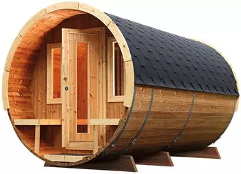 Wolff Saunafass 400 De Luxe 235 x 400 cm montiert Thermoholz