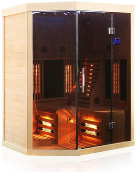 Dewello Ottawa Infrarotkabine 140x120x190 cm Hemlock Tannenholz natur