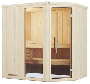 Weka Elementsauna Varberg 1 Trend & wei&szlig; lasierten Fronten 68 mm u. Fensterelement(e) Ohne Ofen (508.2014.12200)