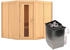 9 kW, Holztür mit Glaseinsatz, mit integriertem Steuergerät, mit Ofen, natur, ohne Dachkranz: Karibu Jarin