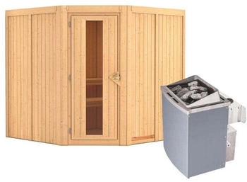 Karibu Jarin (9kW Ofen mit Steuerger&auml;t, mit Dachkranz, Glast&uuml;r)