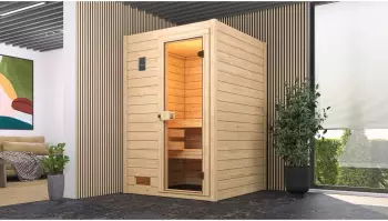 Weka Massivholz-Sauna Valida Gr. 1 mit 4,5 kW BioS-Ofen, Steuerung, Glast&uuml;r (537.1515.40.78)