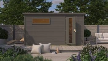 Karibu Melo 6 mit Ofen 9 kW terragrau