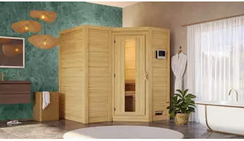 Karibu Sahib 1 Innensauna Ecksauna 40mm 9kW Ofen externer Steuerung (75856)