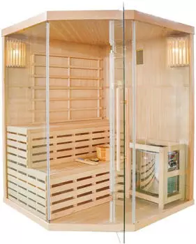Sanotechnik TALLINN Sauna 3 Personen Hemlock 150x150x200cm 6kW (J60150)