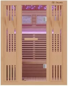 Dewello Minto Ecksauna 150x130cm Hemlock Tannenholz 4,5kW Ofen 2-3 Personen (Minto 150x130)