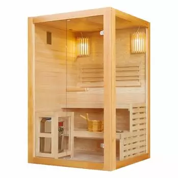Sanotechnik PANORAMA Finnische Sauna f&uuml;r 2 Personen, 130x120x200cm, 3,5kW (J60130)