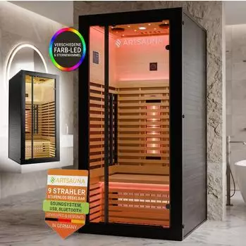 Artsauna Trondheim 90 Infrarotkabine schwarz, Hemlockholz, 1 Person, 1705W (Trondheim90)