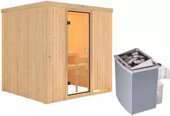 Karibu Troms&ouml; Saunakabine 68mm Ganzglast&uuml;r 9kW (6203)