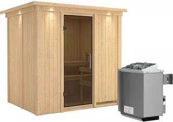 Karibu Bodin Sauna Fronteinstieg 9kW Ganzglast&uuml;r graphit (75655)