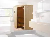 weka Sauna "Element-Ecksauna KIRUNA 1" vorgefertigte Elemente, moderne Ganzglast&uuml;r,