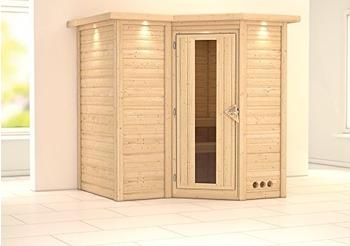 Karibu Sahib 1 (ohne Ofen, mit Dachkranz, T&uuml;r mit Glaseinsatz)