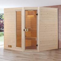 weka Sauna "Valida Eck 1" 5,4 kW Ofen mit int. Steuerung, mit Fenster