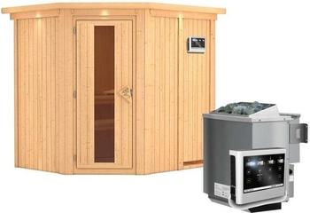 Karibu Siirin/Swenna (9 kW Bio-Ofen mit ext. Steuergerät, Dachkranz, Tür mit Glaseinsatz)