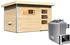 9 kW, Holztür mit Glaseinsatz, mit externem Steuergerät, mit Ofen: Karibu Skrollan 1