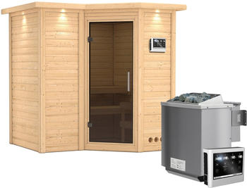 Karibu Sahib 1 (9 kW Bio-Ofen mit ext.Steuerung, T&uuml;r Modern, Dachkranz)