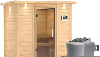 Karibu Sahib 1 (9 kW Ofen mit ext. Steuerung, Klarglast&uuml;r, Dachkranz)