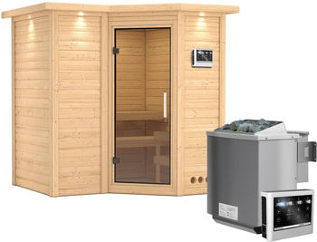 Karibu Sahib 1 (9 kW Bio-Ofen mit ext. Steuerug, Klarglast&uuml;r, Dachkranz)