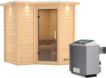 Karibu Sahib 1 (9 kW Ofen mit int. Steuerung, Klarglast&uuml;r, Dachkranz)