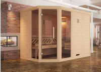 weka Sauna "Design-Sauna KEMI Eck 2" Blockbohlen, vorgef. Elemente, Fensterelement,