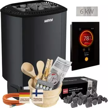 Fresh-Pool Sound M60E Black Saunaofen-Set 6kW, WiFi-Steuerung, 18-teilig