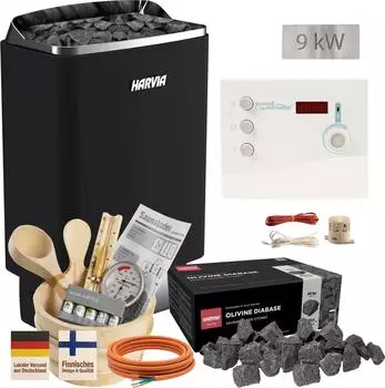 Fresh-Pool TopSteel M90E Black Saunaofen-Set 9kW, K2 Steuerung T4W (M90E)